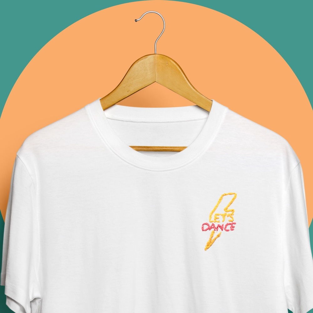 Embroidered “LETS DANCE” Handmade Tee